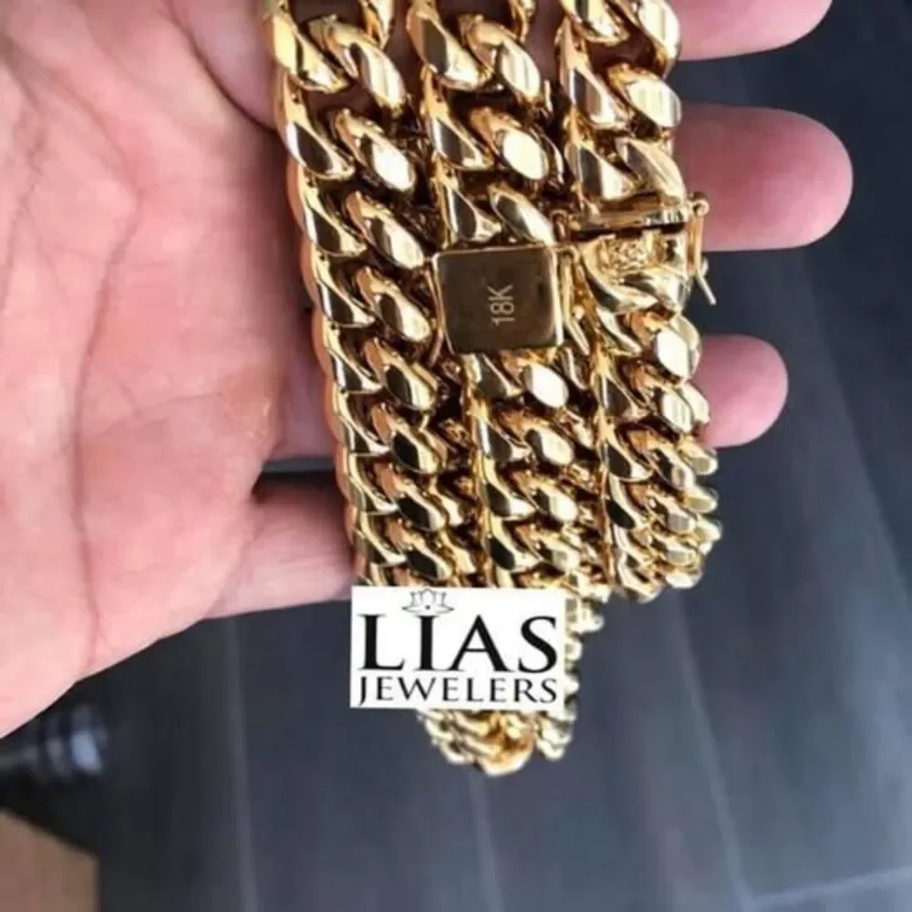 New 18k yellow gold cuban chain